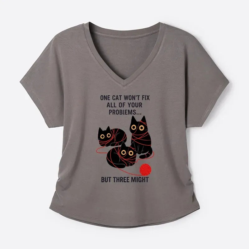 Kyoto-Lion Three Cats Fix All Problems Modal Dolman Sleeve T-Shirt