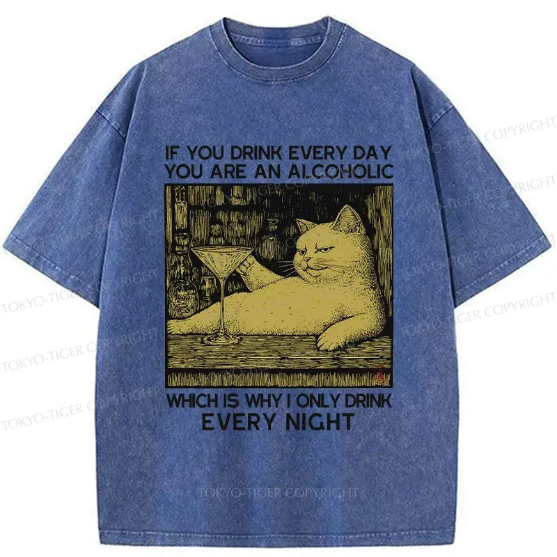 Kyoto-Lion That's Why I Only Drink At Night Washed T-Shirt