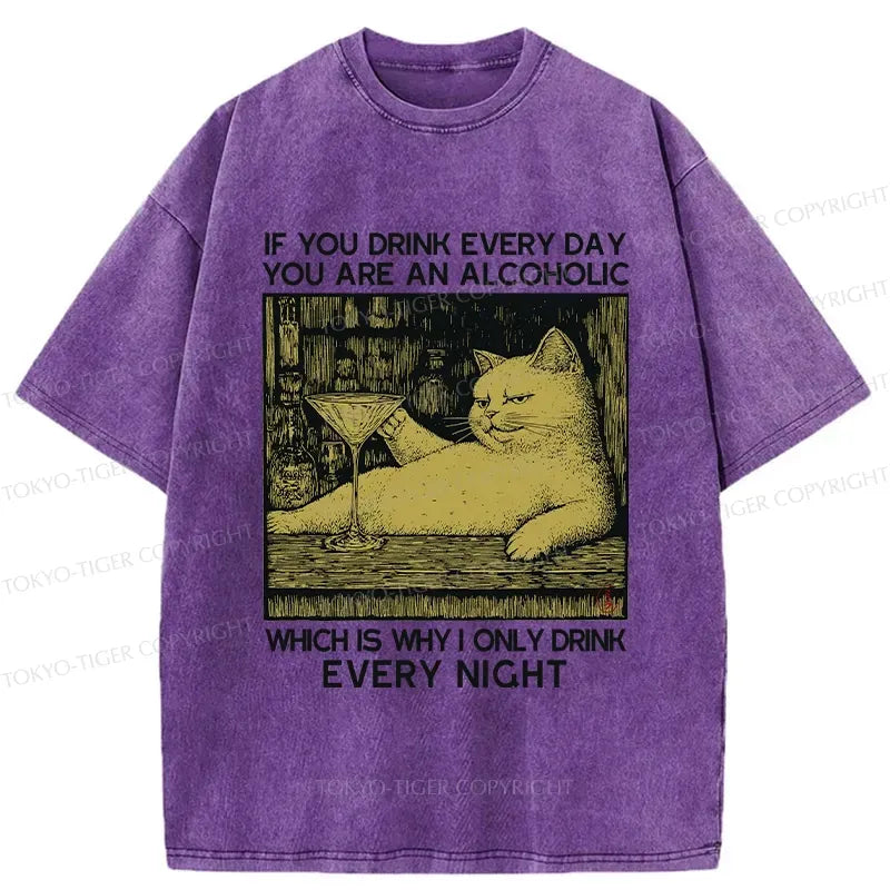 Kyoto-Lion That's Why I Only Drink At Night Washed T-Shirt