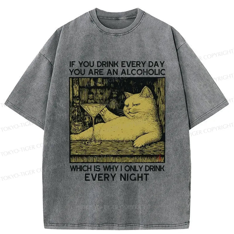 Kyoto-Lion That's Why I Only Drink At Night Washed T-Shirt