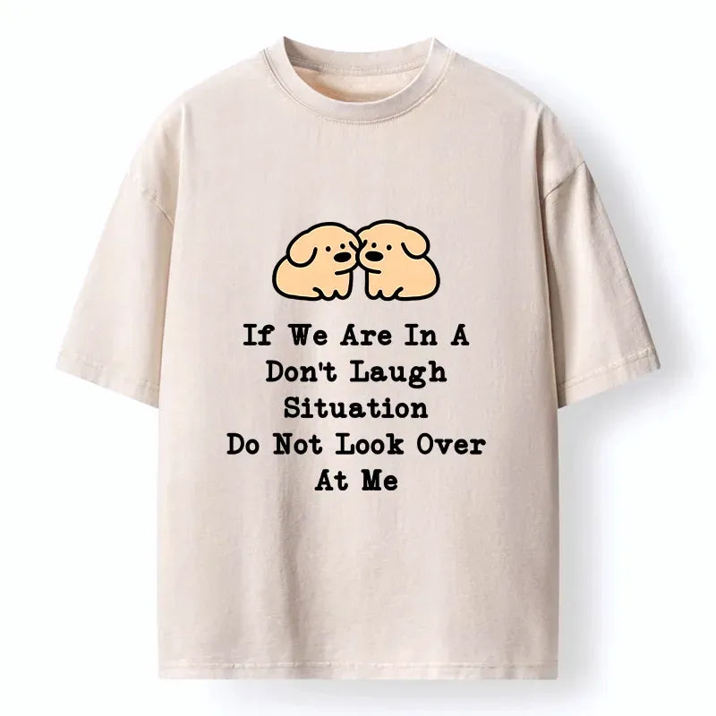 Kyoto-Lion Funny Silent Dog Washed T-Shirt
