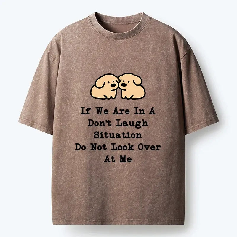 Kyoto-Lion Funny Silent Dog Washed T-Shirt