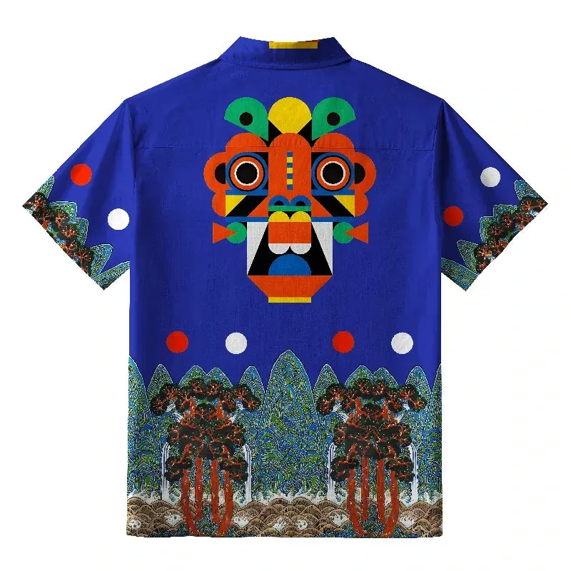 vintage Japanese mask shirt for street style