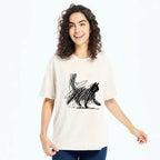 minimalist japanese cat art t-shirt