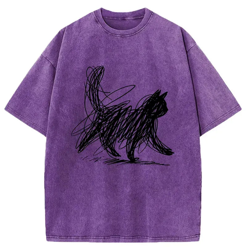 minimalist japanese cat art t-shirt