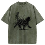 minimalist japanese cat art t-shirt