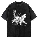 minimalist japanese cat art t-shirt