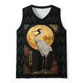 Kyoto-Lion Vintage Japanese Crane Kanji Mesh Tank Top
