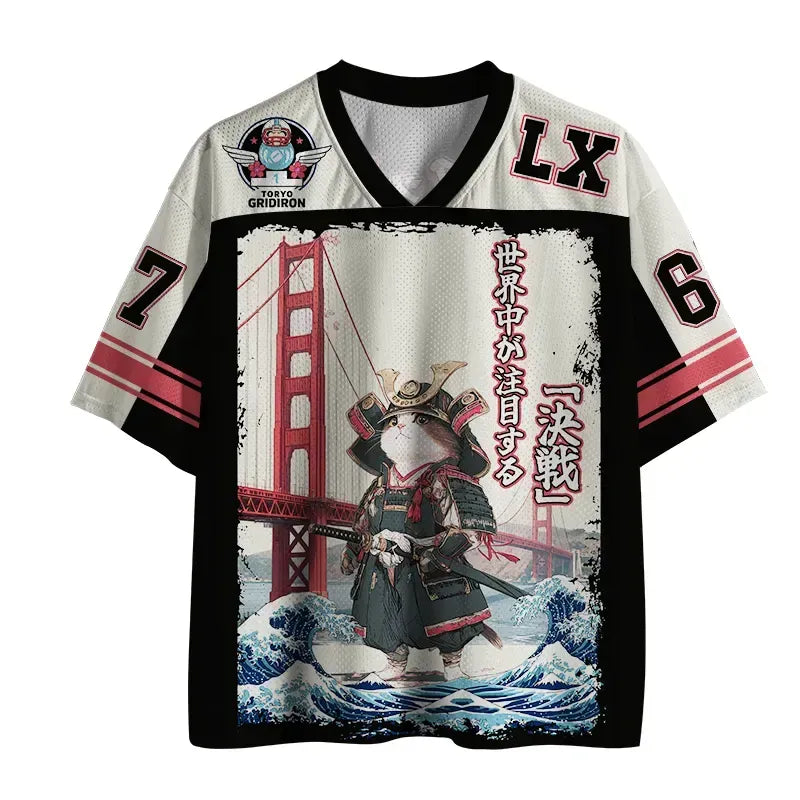 Ukiyo-e Cat Samurai Jersey Trendy
