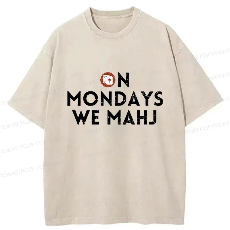 Kyoto-Lion Fun Mahjong Japan Washed T-Shirt