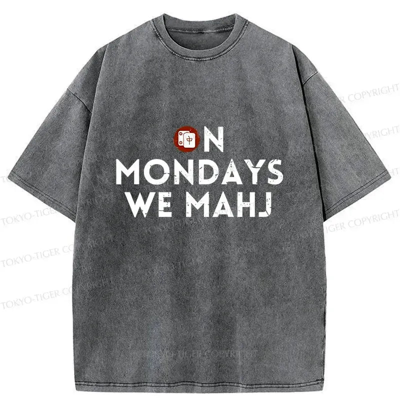 Kyoto-Lion Fun Mahjong Japan Washed T-Shirt