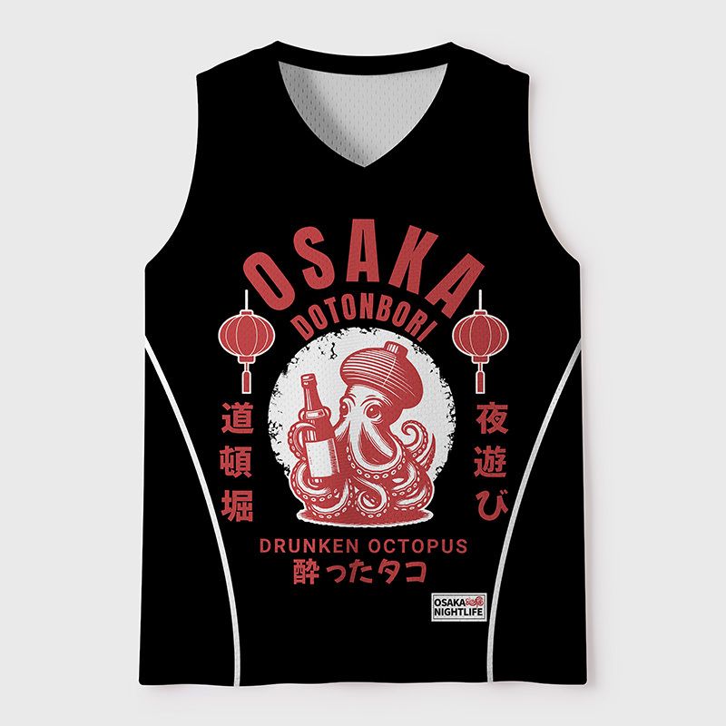 Kyoto-Lion Drunken Octopus Osaka Nightlife Mesh Tank Top