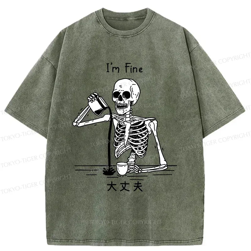 Kyoto-Lion Restless Skeleton Washed T-Shirt