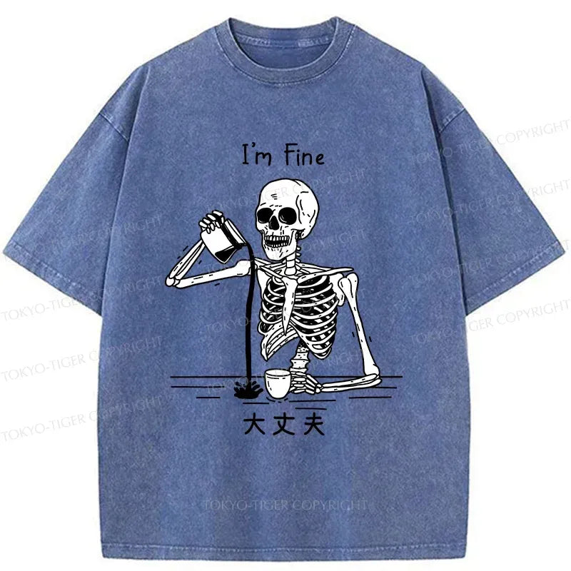 Restless skeleton washed tee for summer