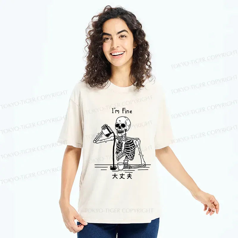 Restless skeleton washed tee for summer