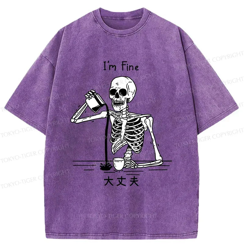 Kyoto-Lion Restless Skeleton Washed T-Shirt