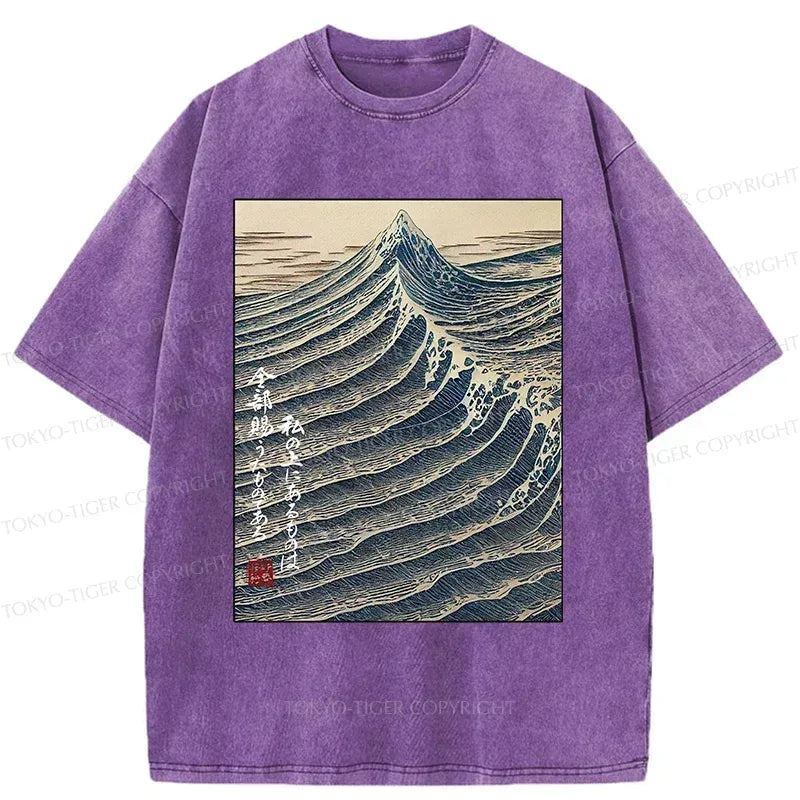Kyoto-Lion Ukiyoe Raging Waves Washed T-Shirt