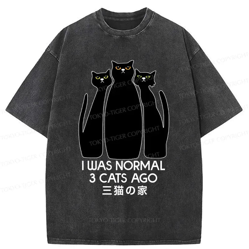 Washed three cats tee for streetwear