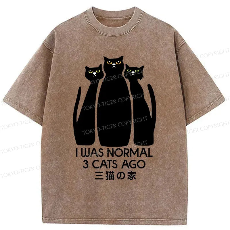 Washed three cats tee for streetwear