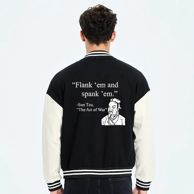 funny embroidered varsity jacket for men