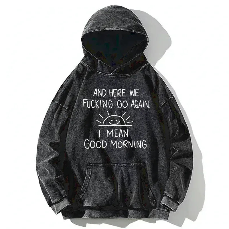Kyoto-Lion Different Meanings Of 'Good Morning' Washed Hoodie