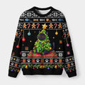 Kyoto-Lion Cute Christmas Tree Cat Black Version Fuzzy Christmas Ugly Sweatshirt