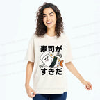 Japanese sushi meme t-shirt for daily wear