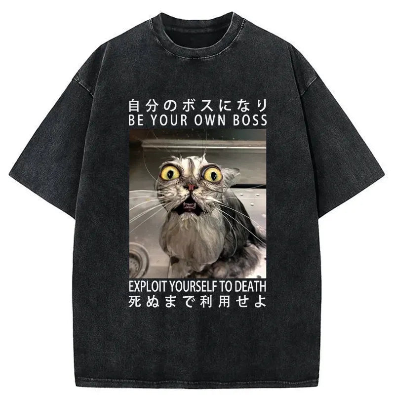 kyoto lion be your own boss washed t shirt