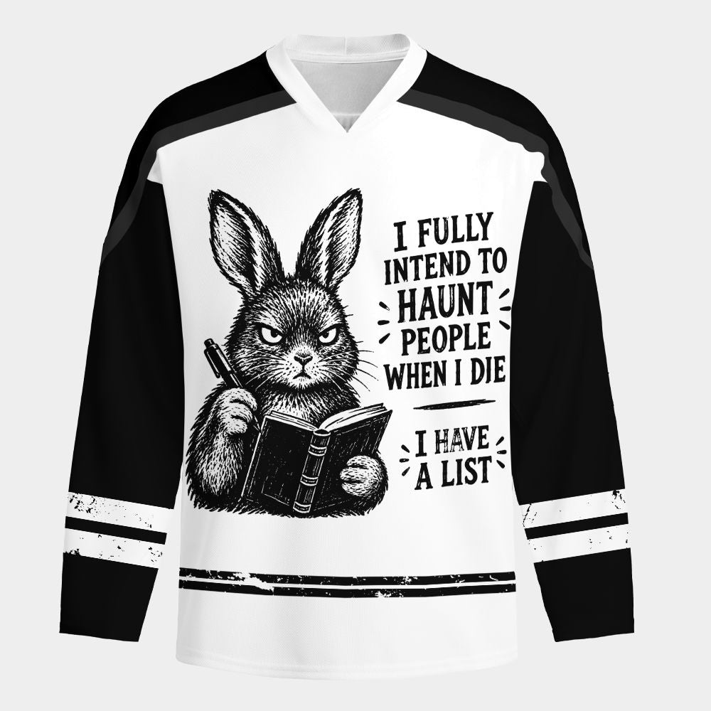 Kyoto-Lion Dark Humor Bunny Long-Sleeve Hockey Jersey