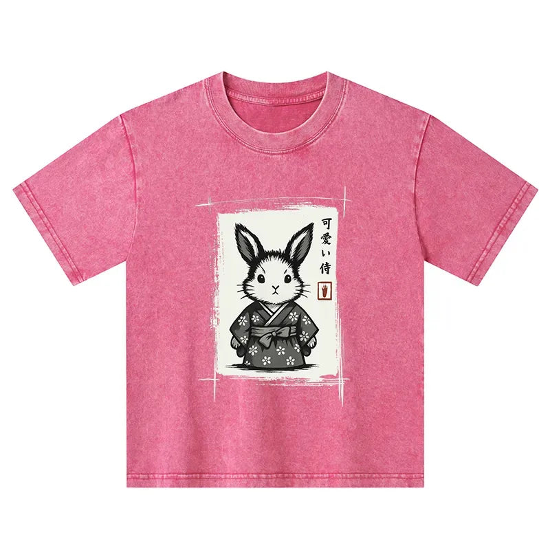 kids japanese woodcut bunny t-shirt