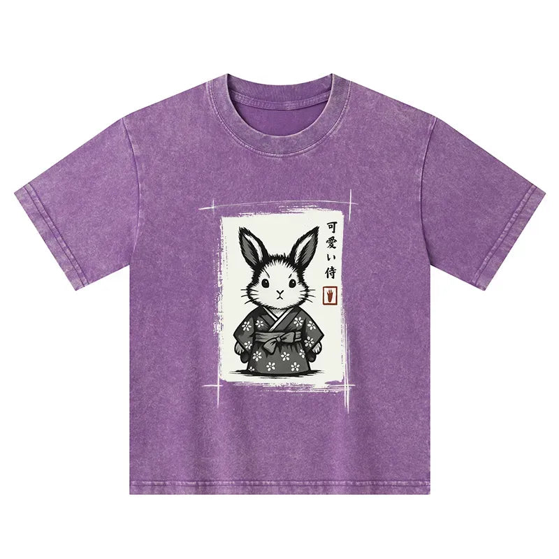 kids japanese woodcut bunny t-shirt