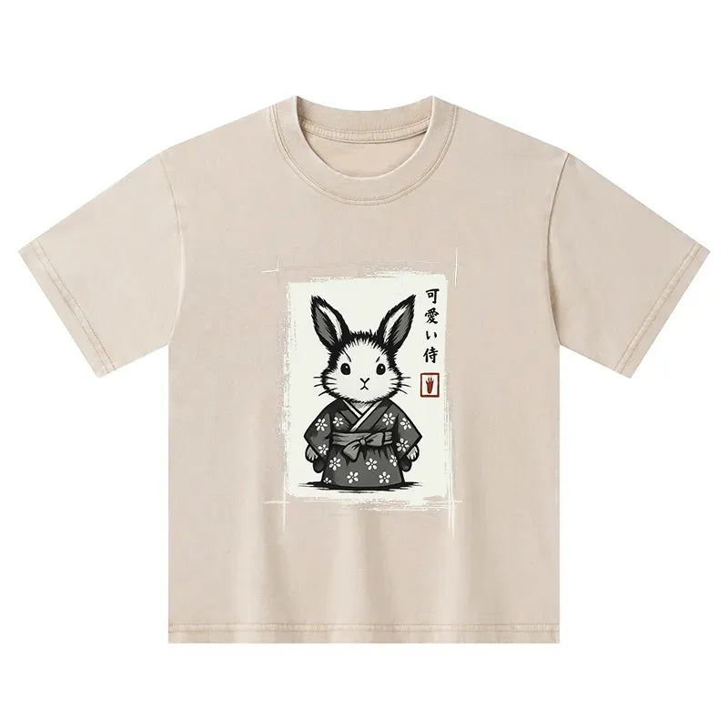 kids japanese woodcut bunny t-shirt