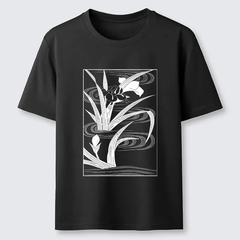 Kyoto-Lion Japanese Iris Woodblock Art Classic T-Shirt