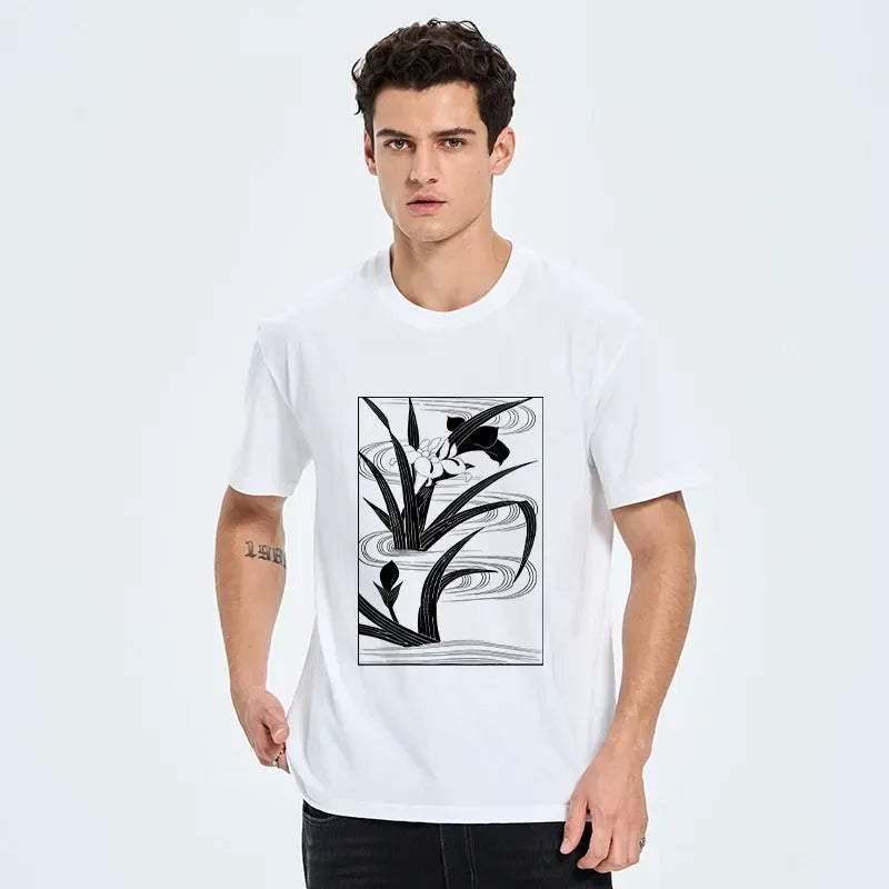 Kyoto-Lion Japanese Iris Woodblock Art Classic T-Shirt