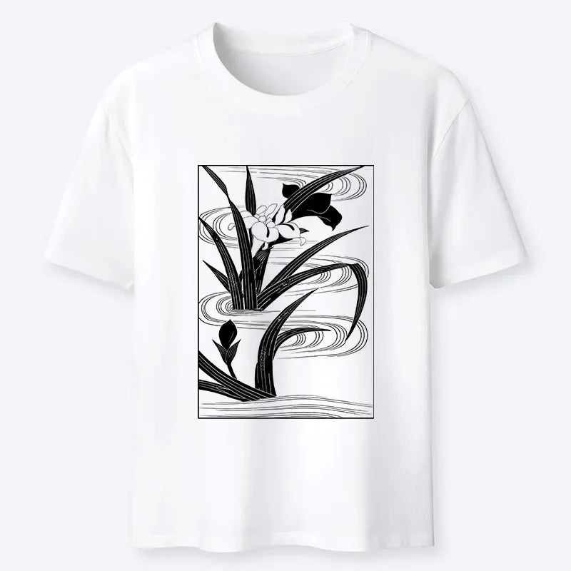 Japanese Woodblock Iris T-Shirt for Summer