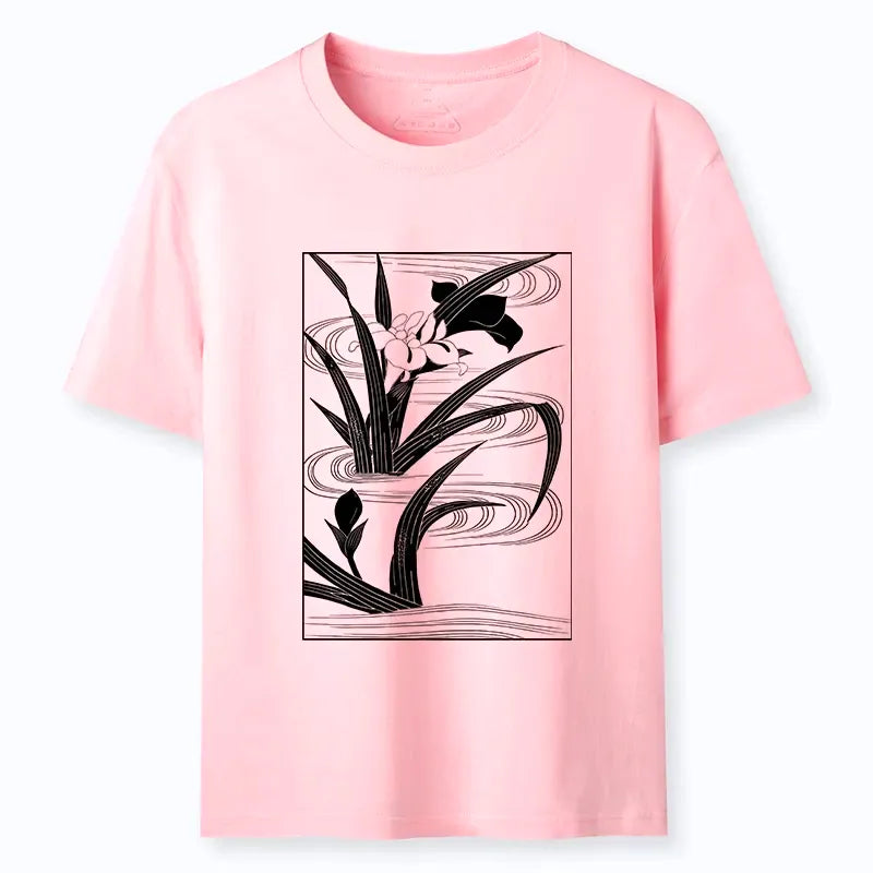 Kyoto-Lion Japanese Iris Woodblock Art Classic T-Shirt