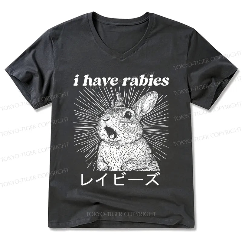 Kyoto-Lion Funny Rabbit V-Neck Classic T-Shirt