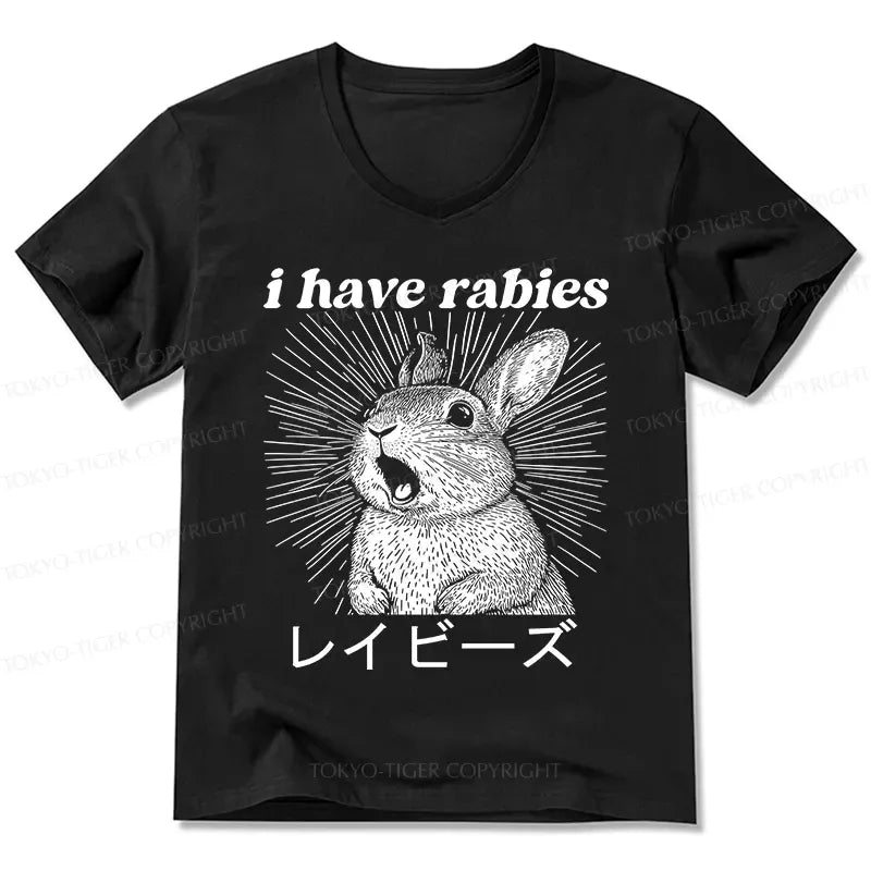 Kyoto-Lion Funny Rabbit V-Neck Classic T-Shirt