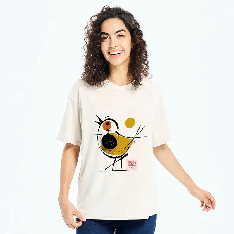 Japanese Aesthetic Washed T-Shirt for Daily Wear