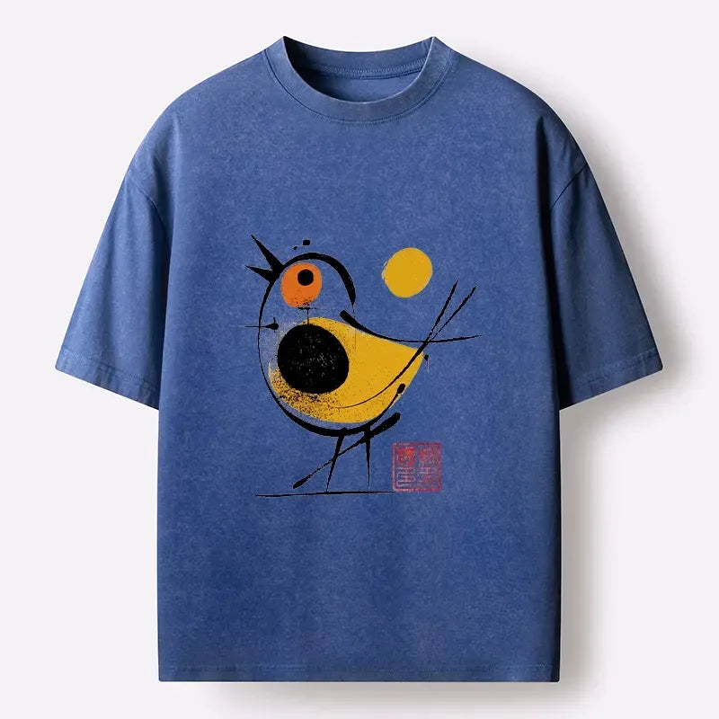 Japanese Aesthetic Washed T-Shirt for Daily Wear