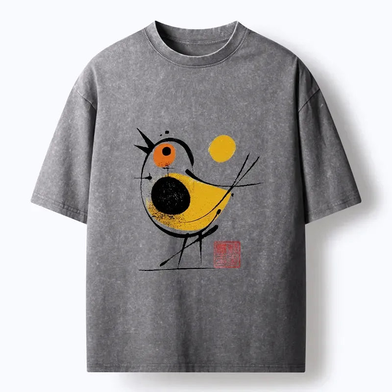 Japanese Aesthetic Washed T-Shirt for Daily Wear