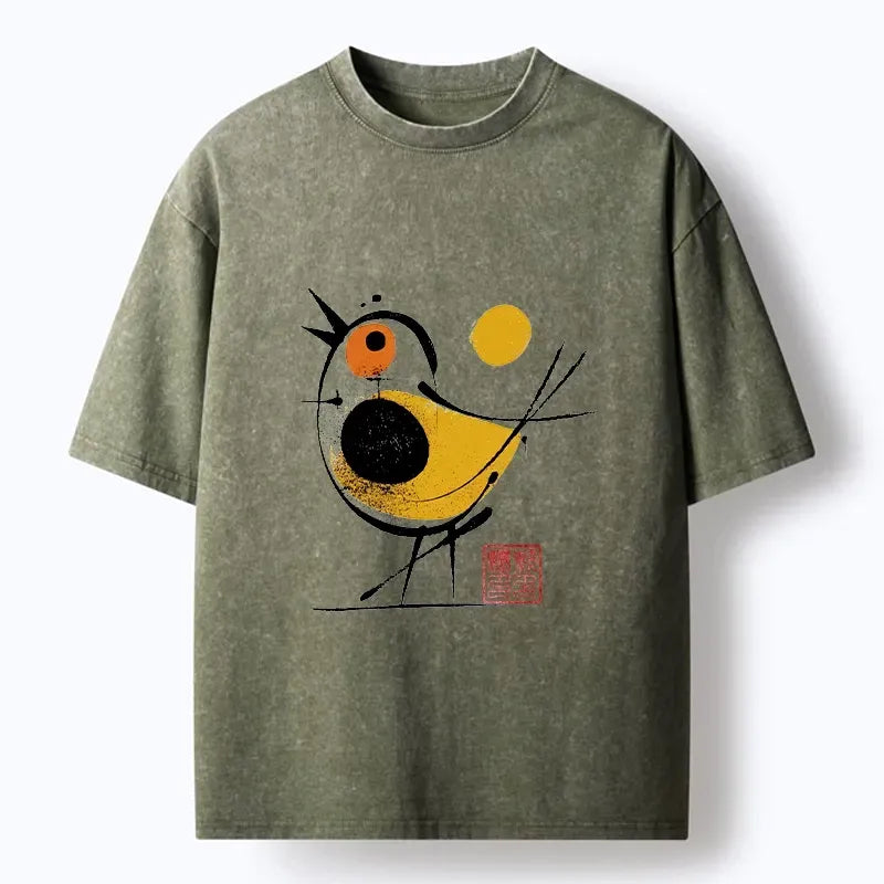 Japanese Aesthetic Washed T-Shirt for Daily Wear