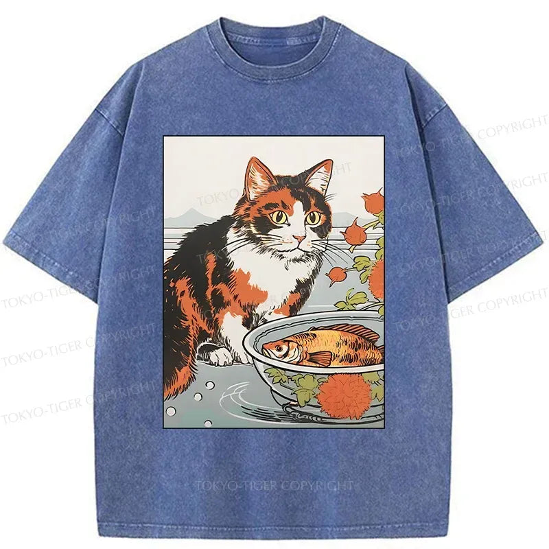 Washed Ukiyo-e Cat Tee