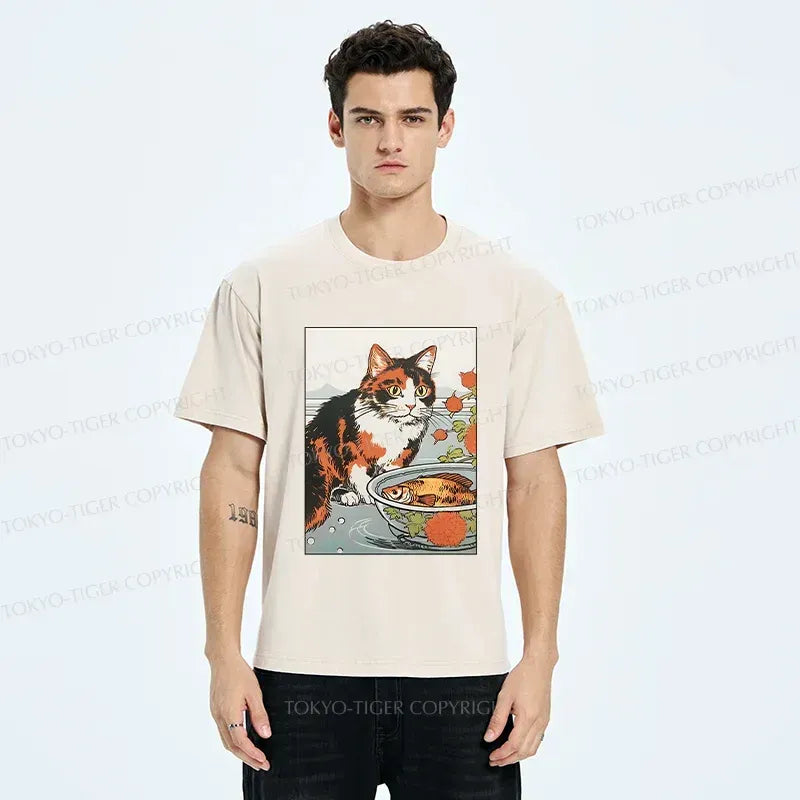 Washed Ukiyo-e Cat Tee