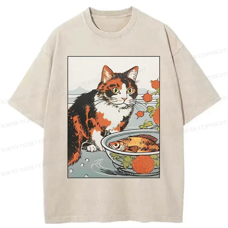 Washed Ukiyo-e Cat Tee