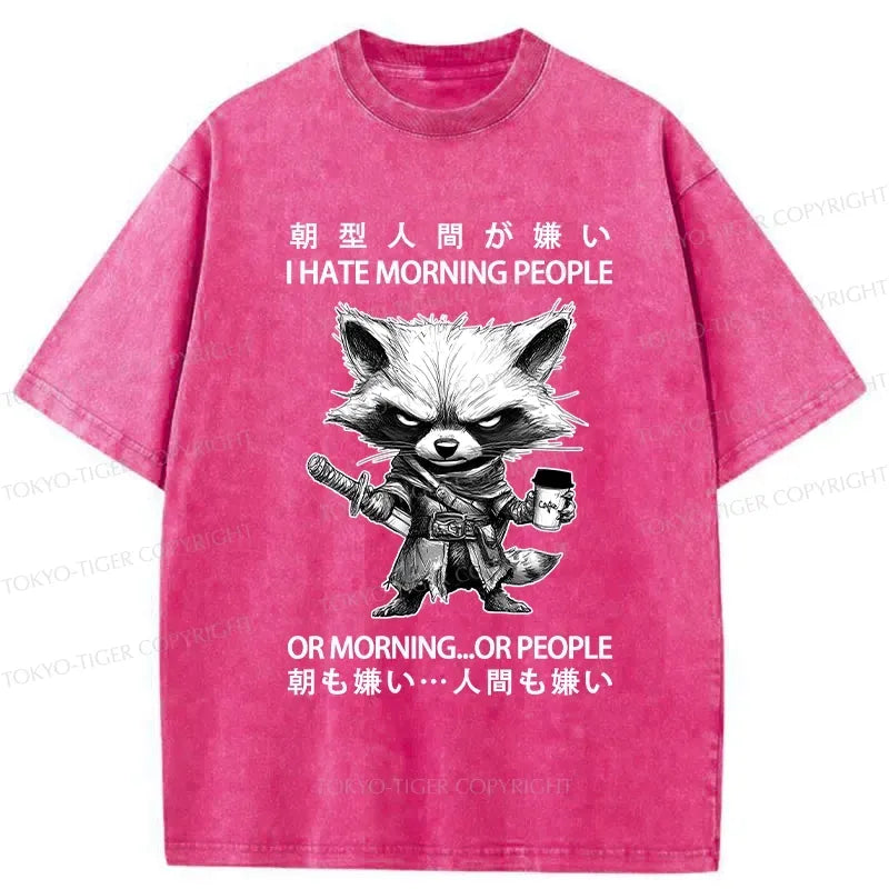 Kyoto-Lion Angry Raccoon Samurai Washed T-Shirt