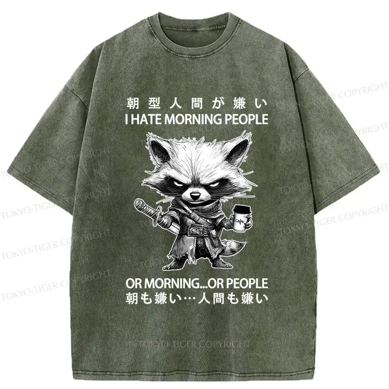 Angry Raccoon Samurai Vintage Streetwear T-Shirt