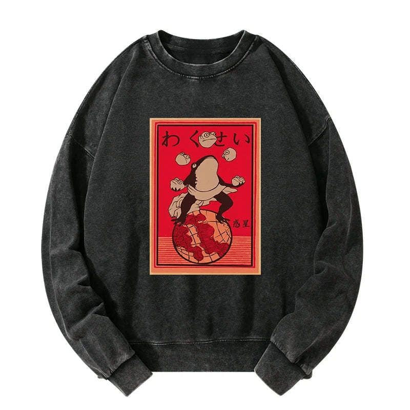 Japanese Style Frog Sweatshirt Trending