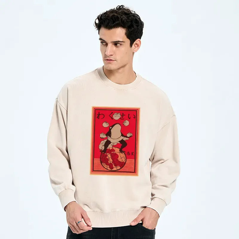 Japanese Style Frog Sweatshirt Trending