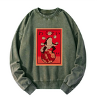 Washed Sweatshirt with Cute Frog Design